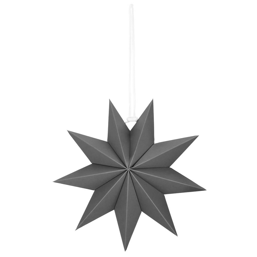 Stea decorativa 3D din hartie, cu 9 colturi, 30cm, argintie