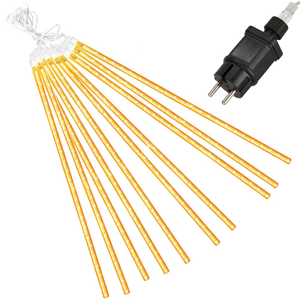 Instalatie de Craciun, 10 tuburi, 50cm, 480 LED, ploaie de meteoriti, galben