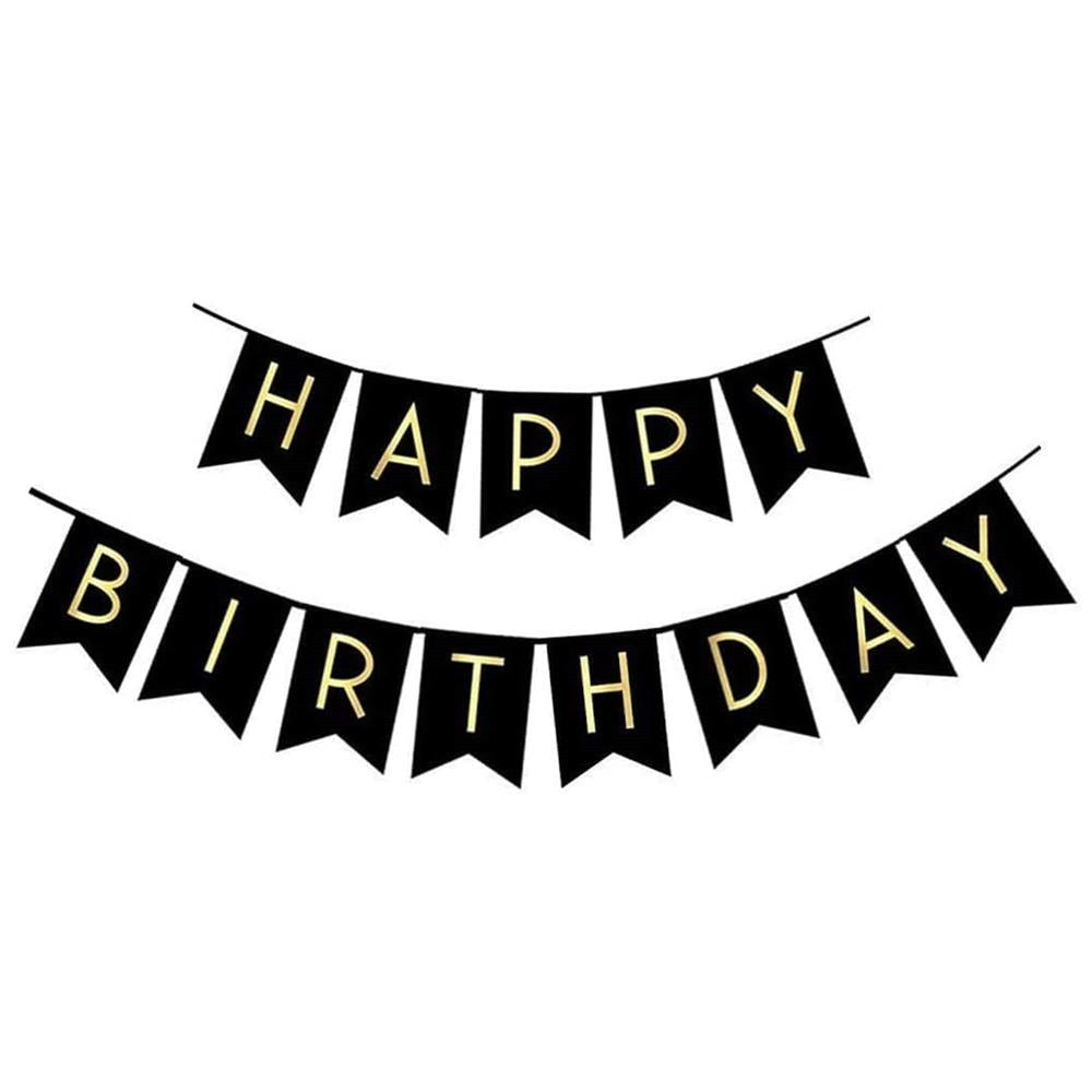 Set 53 baloane si decoratiuni, Happy Birthday, argintiu, negru, auriu