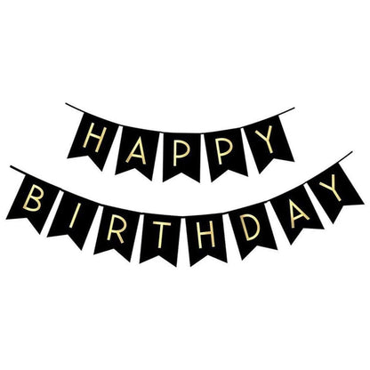 Set 53 baloane si decoratiuni, Happy Birthday, argintiu, negru, auriu