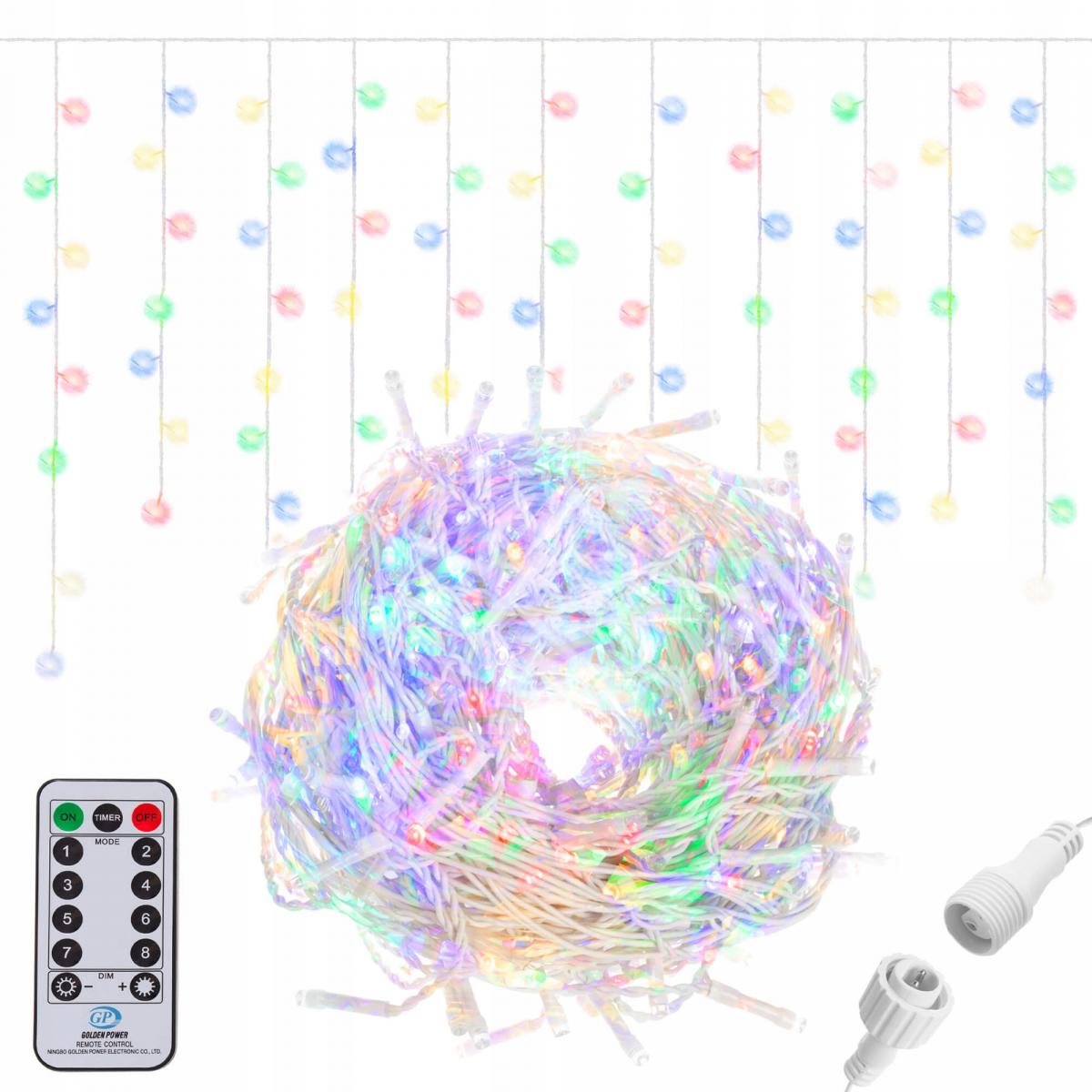 (DL) Ghirlanda luminoasa 500 LED-uri, 20m, pentru interior/exterior, telecomanda, iluminare multicolora