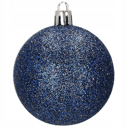 Set globuri si decoratiuni de Craciun, 77 piese, diverse dimensiuni, albastru inchis