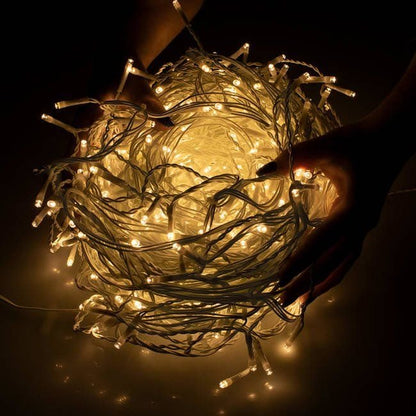 Ghirlanda luminoasa tip perdea 300 LED-uri, 12m, pentru interior/exterior, iluminare galbena