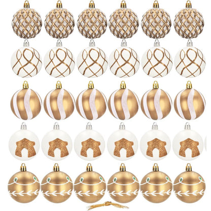 Set globuri de Craciun cu modele de sarbatori, 30 bucati, 6cm, auriu