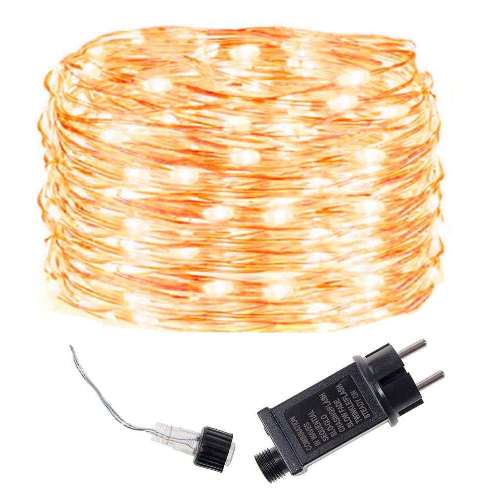 Instalatie lumina decorativa cu 500 LED-uri, 48m, iluminare galbena