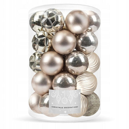 Set globuri de Craciun, 30 bucati, 6 modele, 8cm, auriu