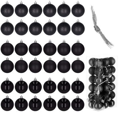 Set globuri de Craciun, 36 bucati, 3 modele, 3cm, negru
