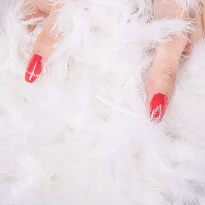 Ghirlanda pentru decor sau bradul de Craciun, model puf si pene, alba, 600cm