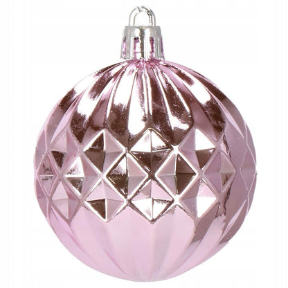 Set globuri si decoratiuni de Craciun, 101 piese, diverse dimensiuni, alb roz