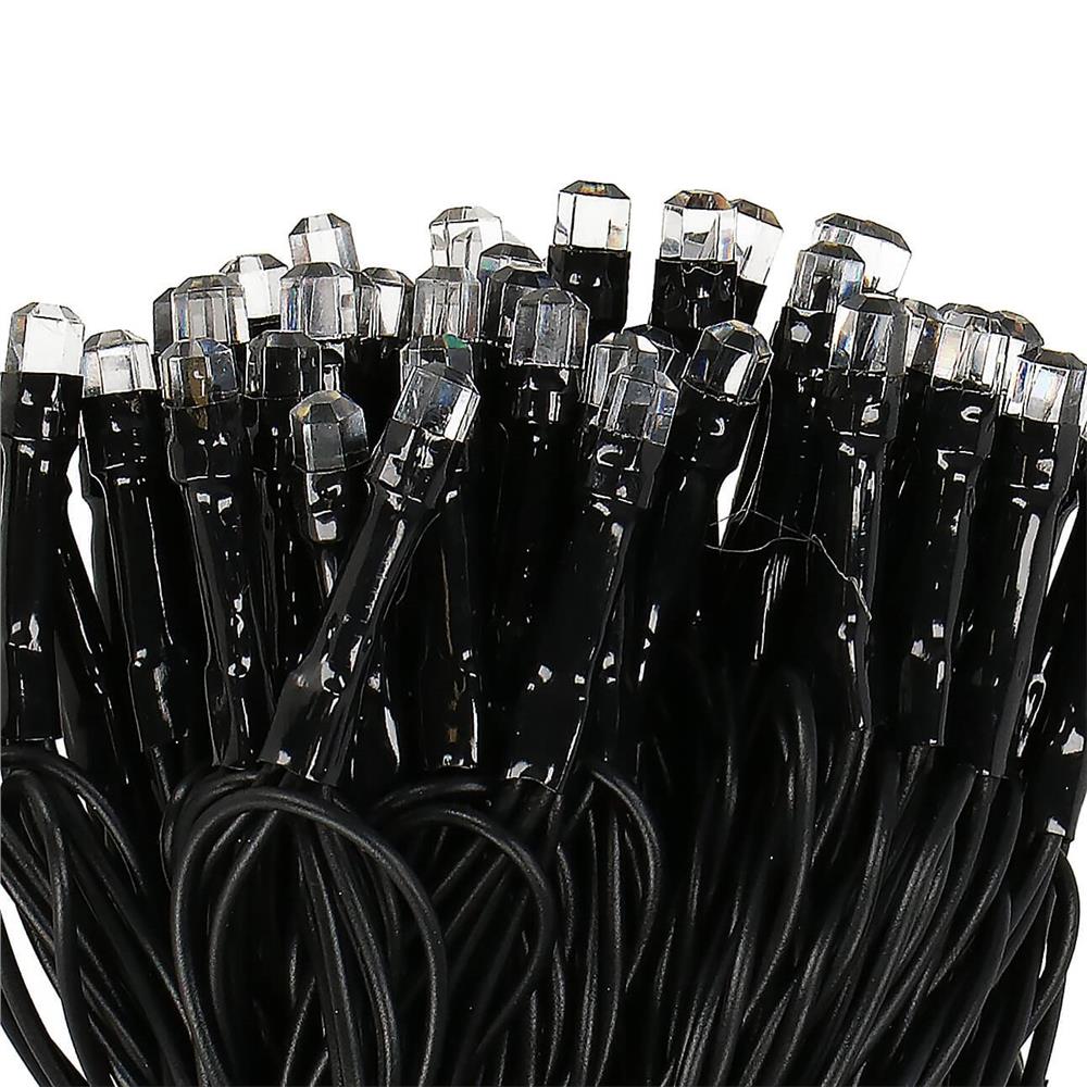 (DL) Instalatie lumini de exterior pentru gradina, 9 metri, 120 LED-uri forma cristal, cu baterii, galben