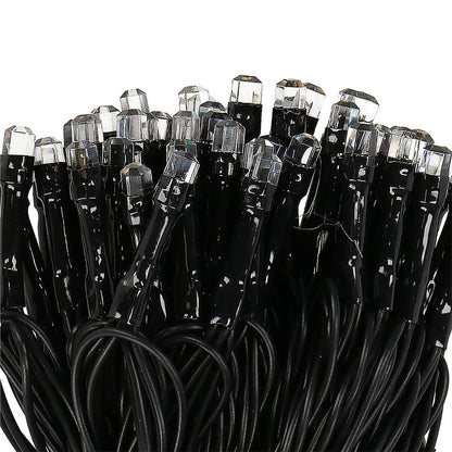 (DL) Instalatie lumini de exterior pentru gradina, 9 metri, 120 LED-uri forma cristal, cu baterii, galben