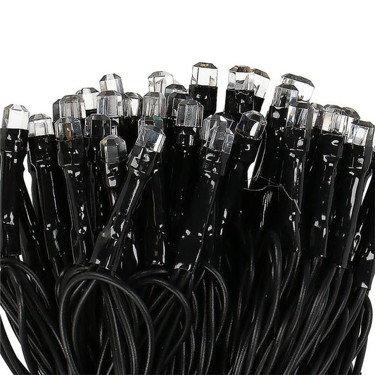 (DL) Instalatie lumini de exterior pentru gradina, 9 metri, 120 LED-uri forma cristal, cu baterii, galben