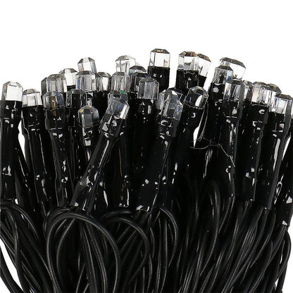 Instalatie lumini de exterior pentru gradina, 9 metri, 120 LED-uri forma cristal, cu baterii, alb