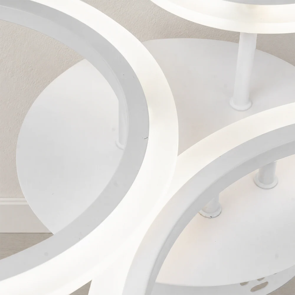 Lustra LED cu Telecomanda Betty 3 Cercuri Lumina Rece/Calda/Neutra 41W Dimabila Alb