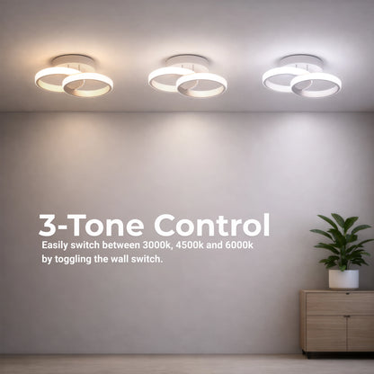 Lustra LED VERTEX Circula Cercuri Suprapuse, 44W, 2 Cercuri, Lumina Rece/Calda/Neutra, Alb