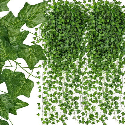 Set 6 ghirlande iedera artificiala pentru decorare, 6x208cm, frunze mici, verde