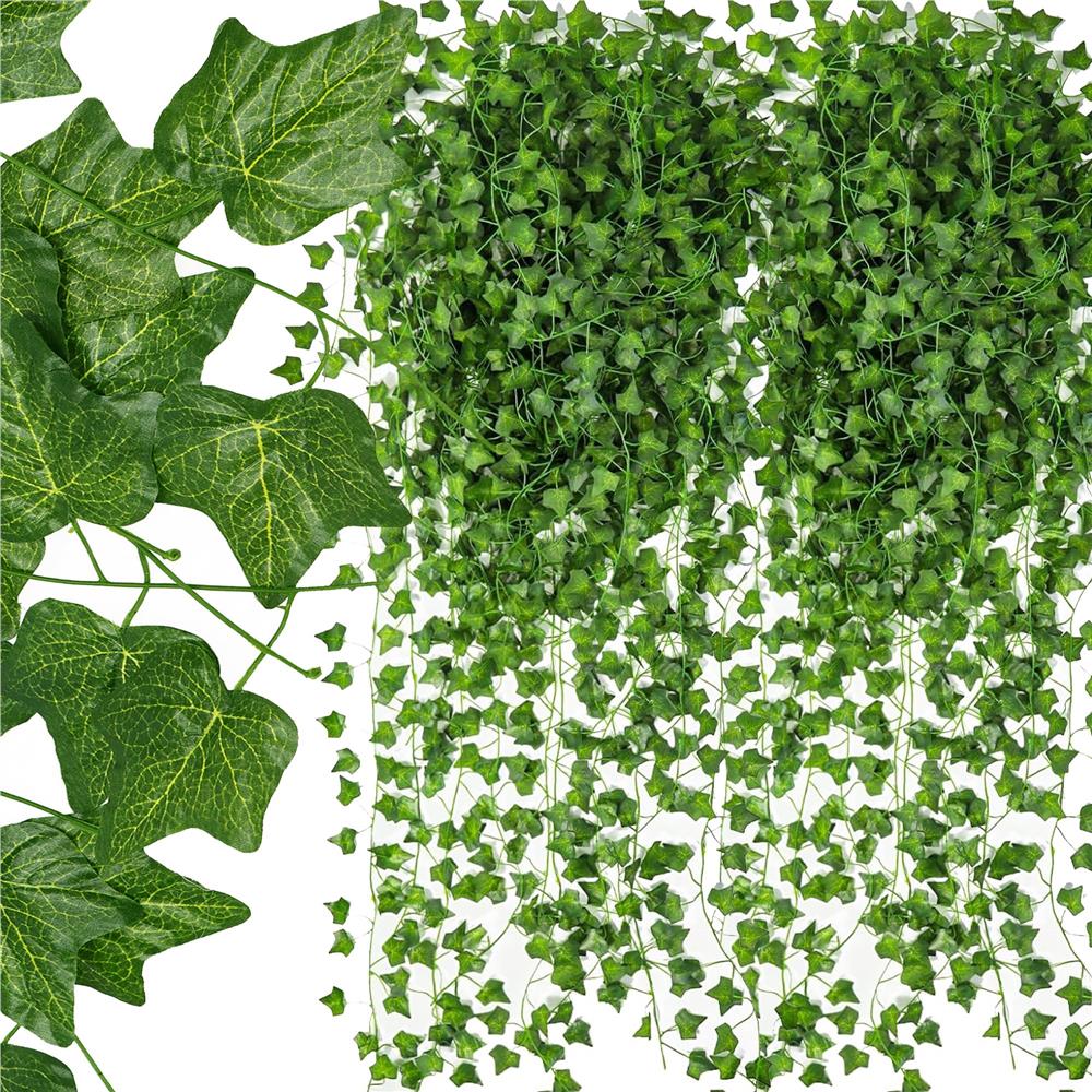 Set 6 ghirlande iedera artificiala pentru decorare, 6x233cm, frunze mari, verde