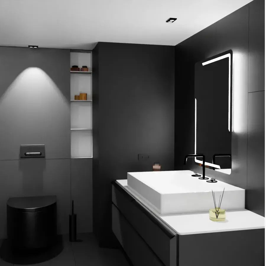 Oglinda LED Rectangulara, 80x60cm, Rayonnement MotionGlow Marcello, Sistem Dezaburire, Ceas & Termometru, Dimabila – ogl