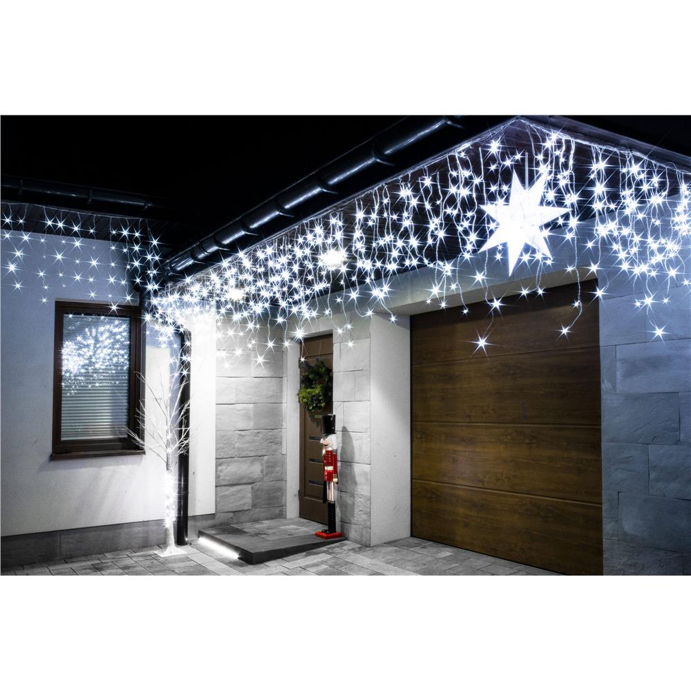Ghirlanda luminoasa tip perdea 300 LED-uri, 12m, pentru interior/exterior, cu flash, iluminare alba