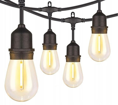 Ghirlanda luminoasa decorativa pentru exterior, alimentare la priza, 20 metri, 20 becuri LED cu iluminare calda 3000K, IP 44