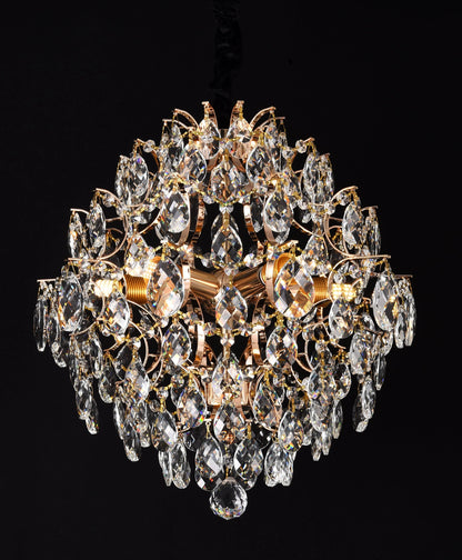Candelabru Cristal CC9259/5FGD, 5x E14, Diametru 40cm, Auriu Lucios