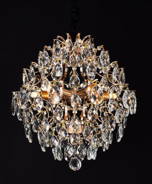 Candelabru Cristal CC9259/5FGD, 5x E14, Diametru 40cm, Auriu Lucios