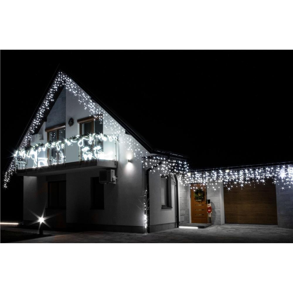 Ghirlanda luminoasa tip perdea 300 LED-uri, 12m, pentru interior/exterior, cu flash, iluminare alba