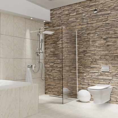 Paravan dus Walk-In 90x195 cm, sticla securizata 8 mm, transparenta, profil metalic rezistent