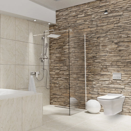 Paravan dus Walk-In 90x195 cm, sticla securizata 8 mm, transparenta, profil metalic rezistent