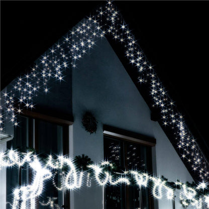 Ghirlanda luminoasa tip perdea 300 LED-uri, 12m, pentru interior/exterior, cu flash, iluminare alba