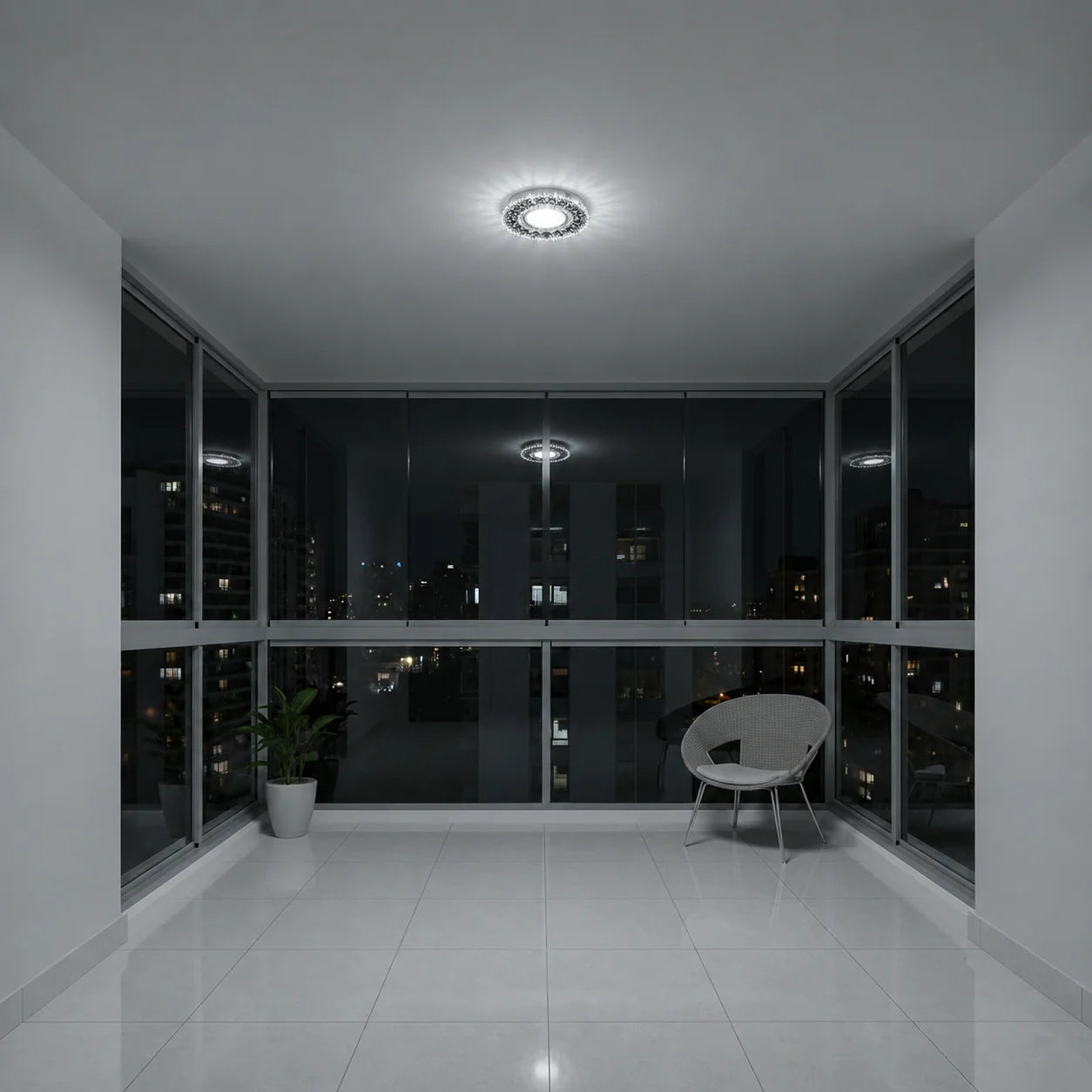 Spot LED ORBITA, 5W, Rotund, Lumina Rece + RGB, Alb, Rasina si Sticla