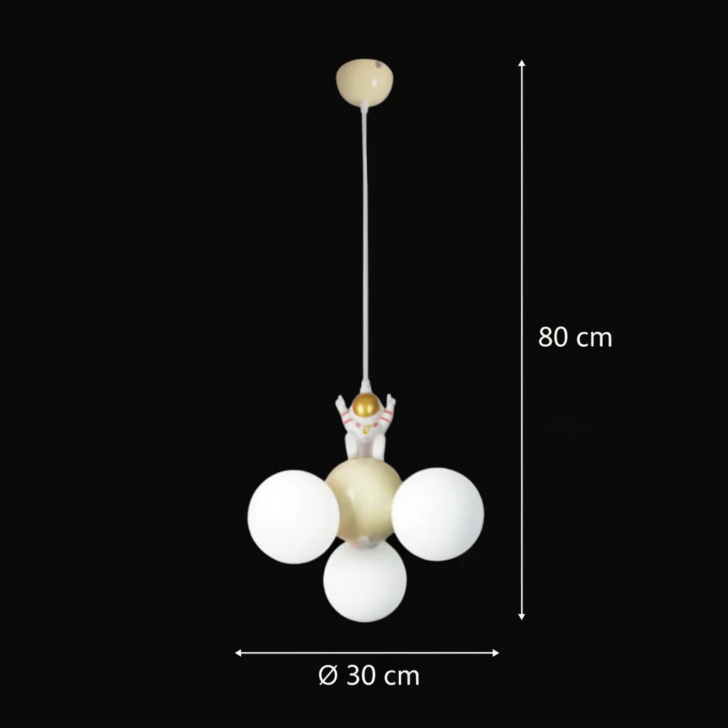 Lustra ASTRONAUT, 3xG9, D30 cm, Metal Rasina, Alb Auriu