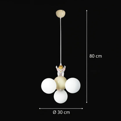Lustra ASTRONAUT, 3xG9, D30 cm, Metal Rasina, Alb Auriu