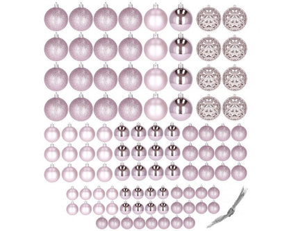 Set globuri de Craciun, 100 bucati, 3-6cm, roz