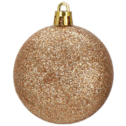 Set globuri de Craciun, 30 bucati, 3 modele, 3cm, roz auriu