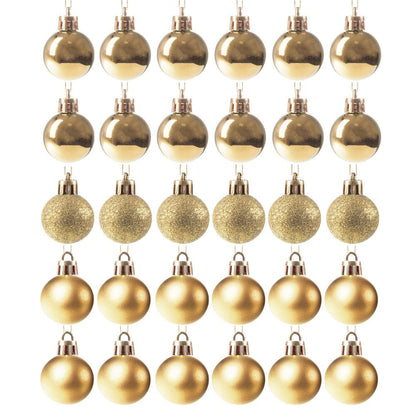 Set globuri de Craciun, 30 bucati, 3 modele, 3cm, auriu