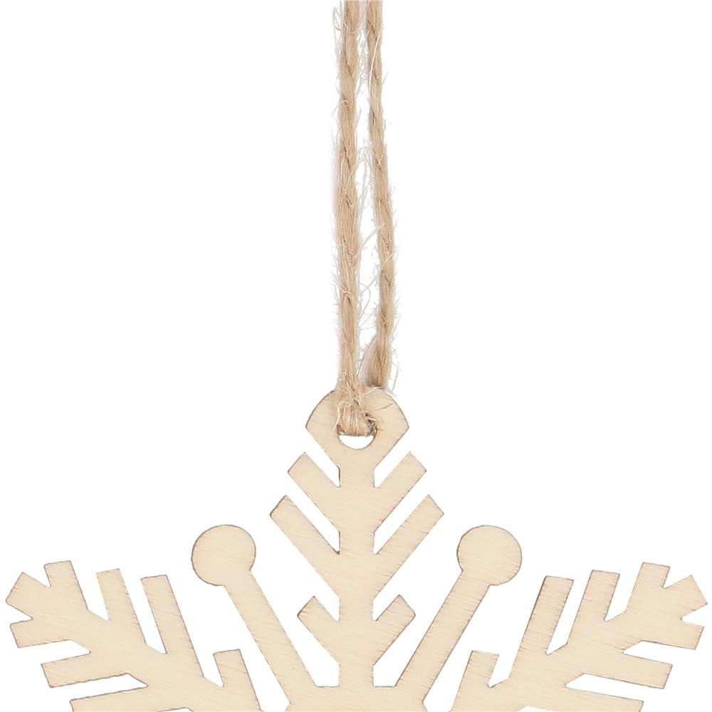 Decoratiune brad fulg de zapada din lemn, set 6 bucati, maro