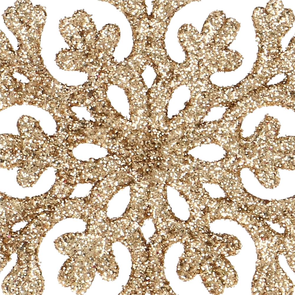 Decoratiune brad fulg de zapada, set 8 bucati, 8cm, auriu