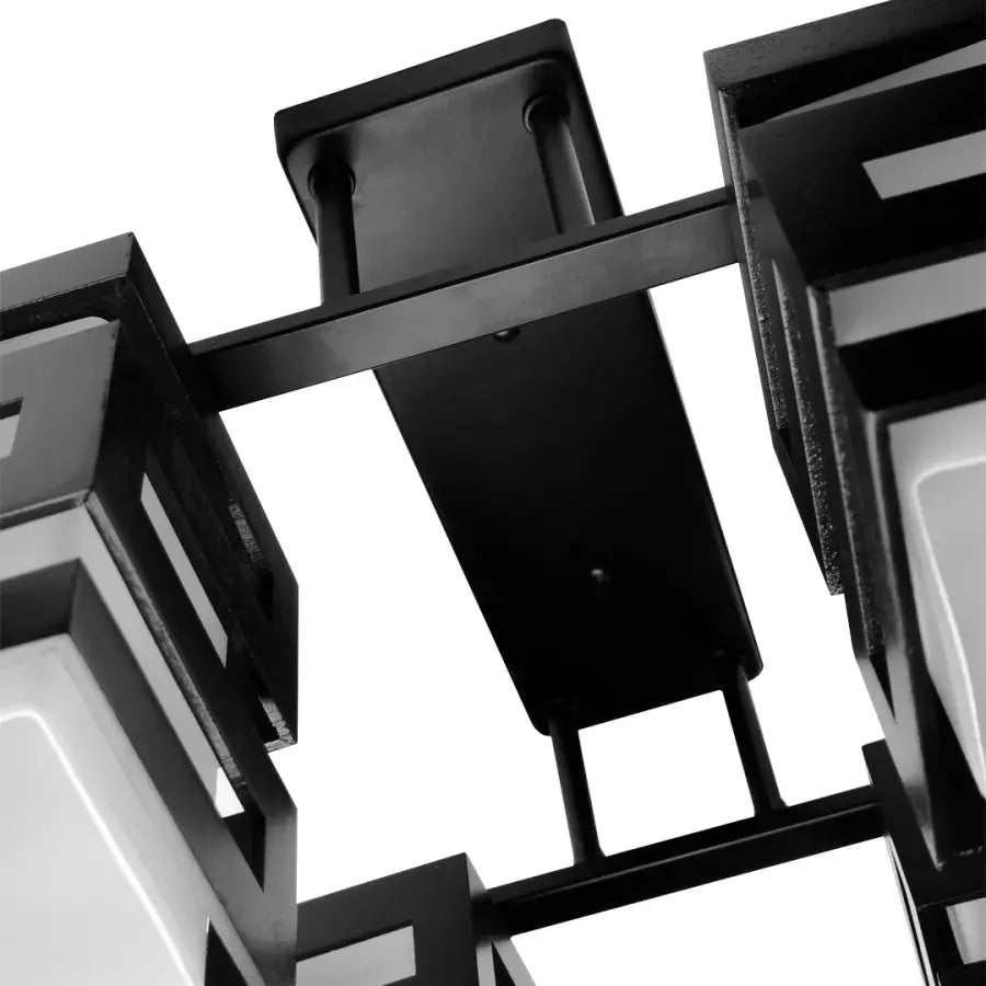 Lustra Lemn VANJA cu Abajur Patrat 4 X Dulie E27 Alb Negru