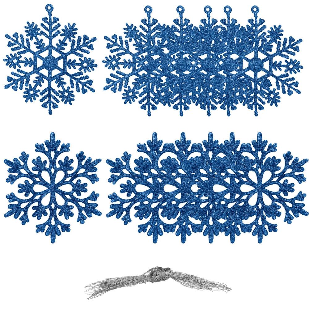 Decoratiune brad fulg de zapada, set 12 bucati, 10cm, albastru