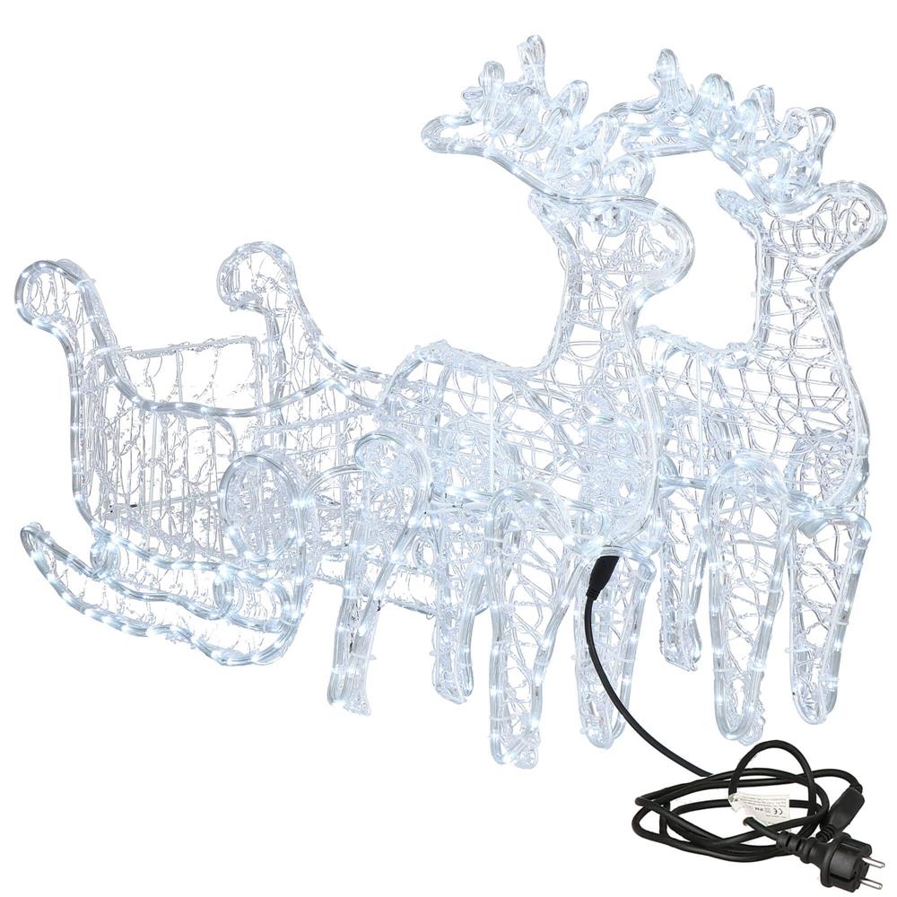 Instalatie lumini pentru Craciun, 2 reni cu sanie, , 480 LED-uri, 150cm, alb rece