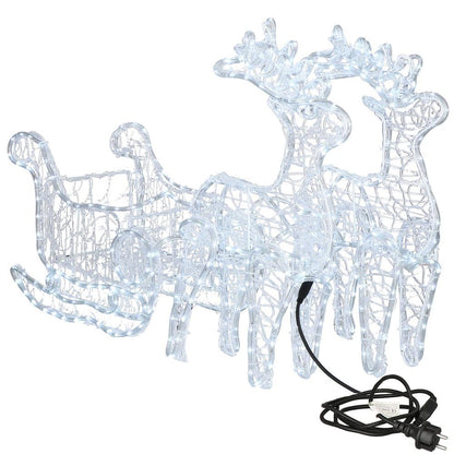 Instalatie lumini pentru Craciun, 2 reni cu sanie, , 480 LED-uri, 150cm, alb rece