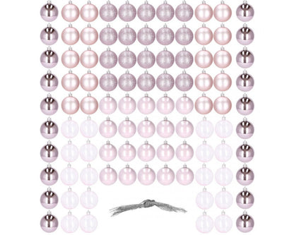 Set globuri de Craciun, 100 bucati, 6cm, roz