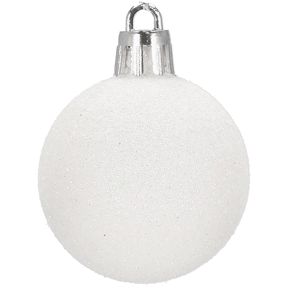 Set globuri de Craciun, 20 bucati, 3 modele, 4cm, alb