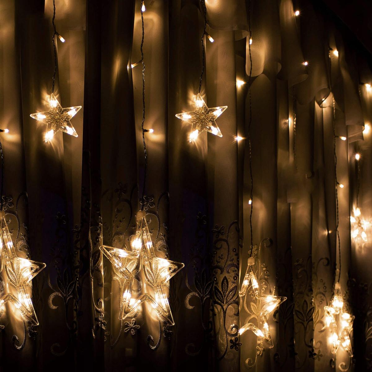 (DL) Instalatie lumina tip perdea cu 138 LED-uri, 2m, pentru interior/exterior, stelute iluminare alba