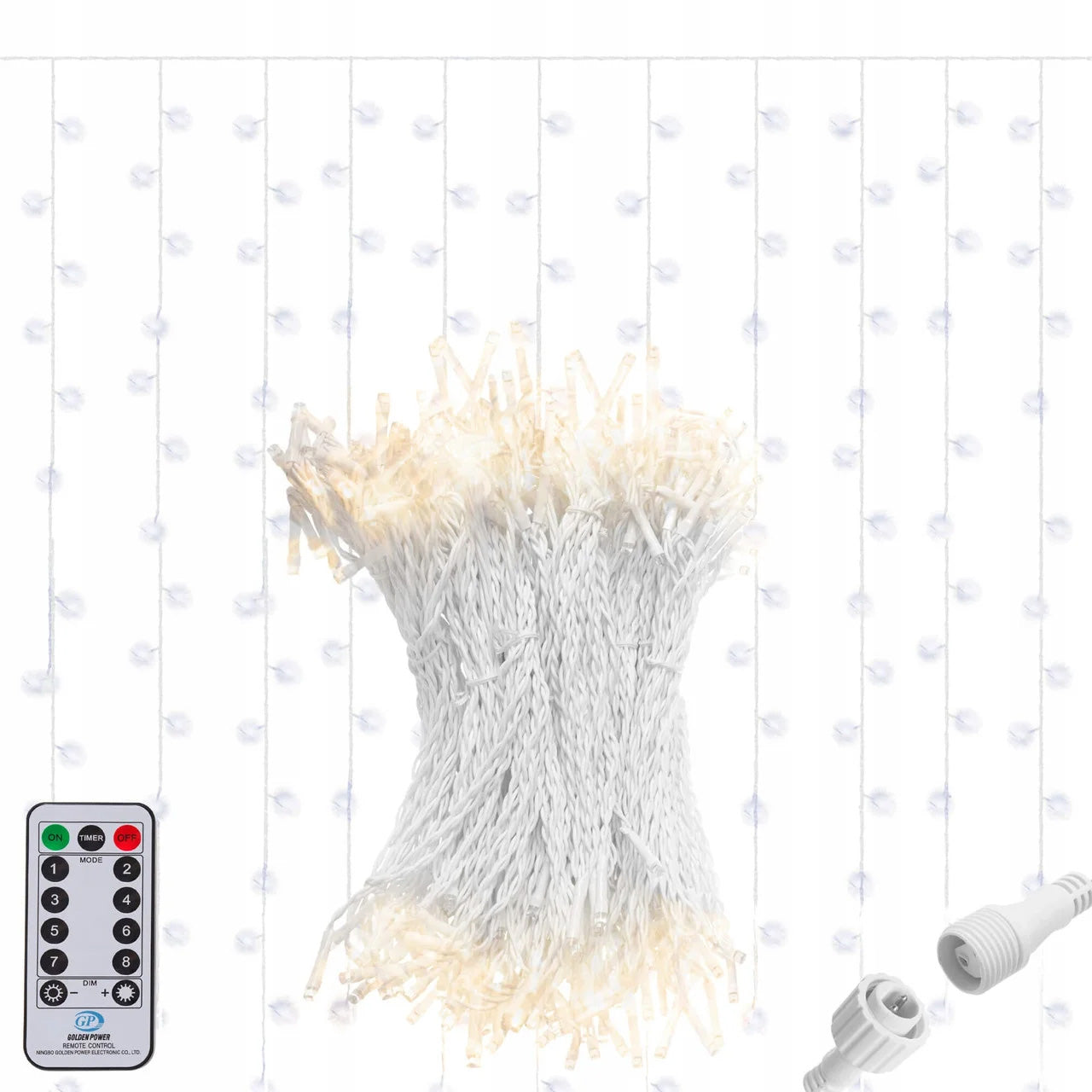 Ghirlanda luminoasa 300 LED-uri, 3m, pentru interior/exterior, telecomanda, iluminare galbena