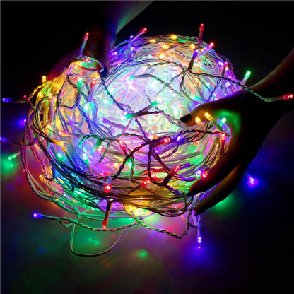 Ghirlanda luminoasa tip perdea cu flash 500 LED-uri, 20m, pentru interior/exterior, iluminare multicolora