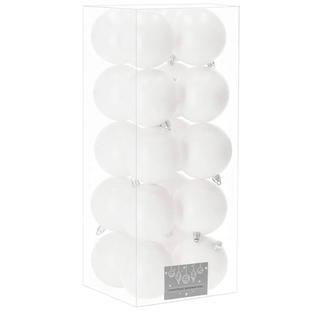 Set globuri de Craciun, 20 bucati, 8cm, alb mat