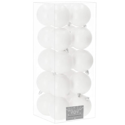 Set globuri de Craciun, 20 bucati, 8cm, alb mat