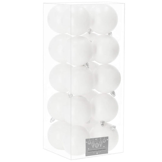 Set globuri de Craciun, 20 bucati, 8cm, alb mat